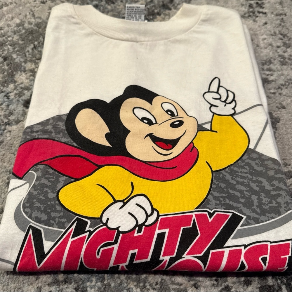 90’s Disney Mighty Mouse Here I Come To Save The Day T Shirt YOUTH L / SMALL MEN